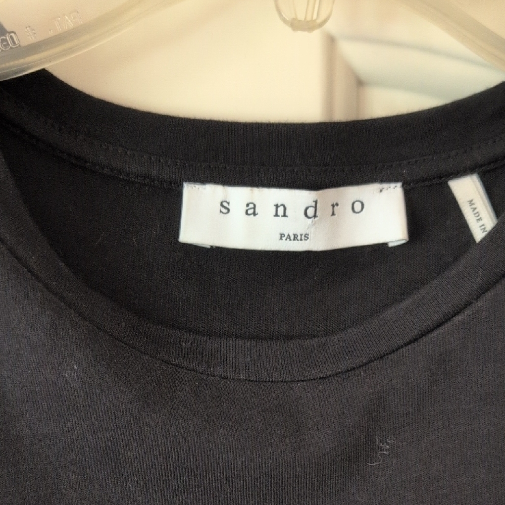 Sandro Black Tee with Colorful Embroidery - Picture 2 of 6